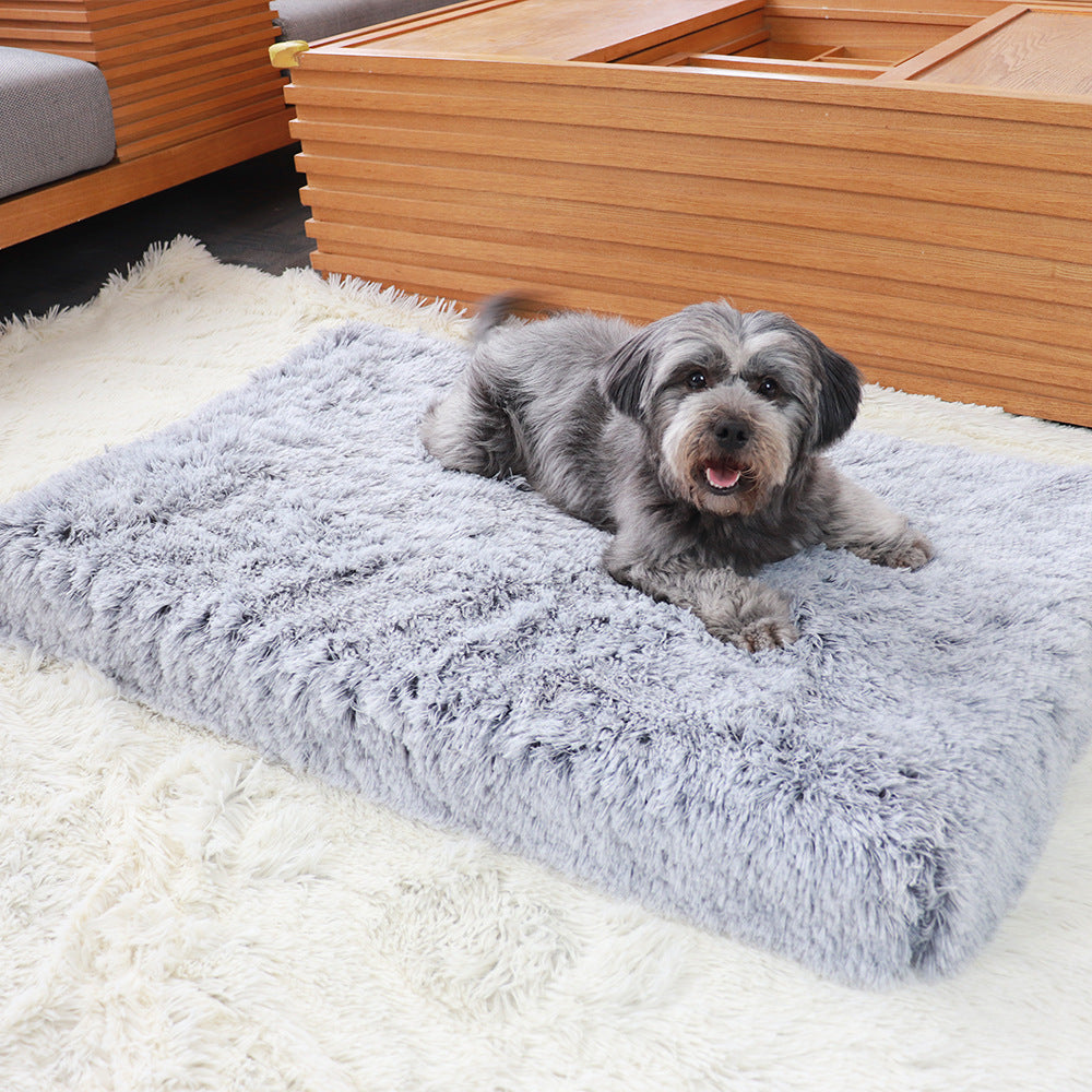 Grey plush memory-foam pet sofa bed