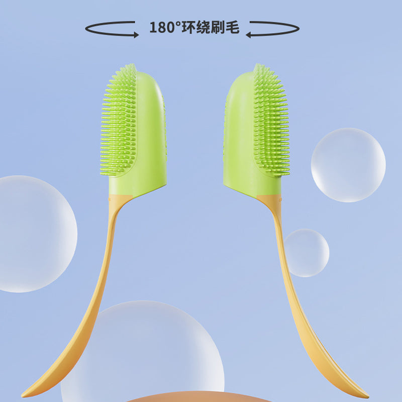 Soft silicone wrap-around bristles for pet teeth