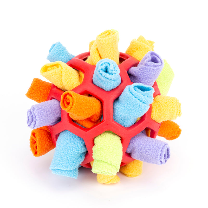 Machine-washable dog snuffle enrichment ball