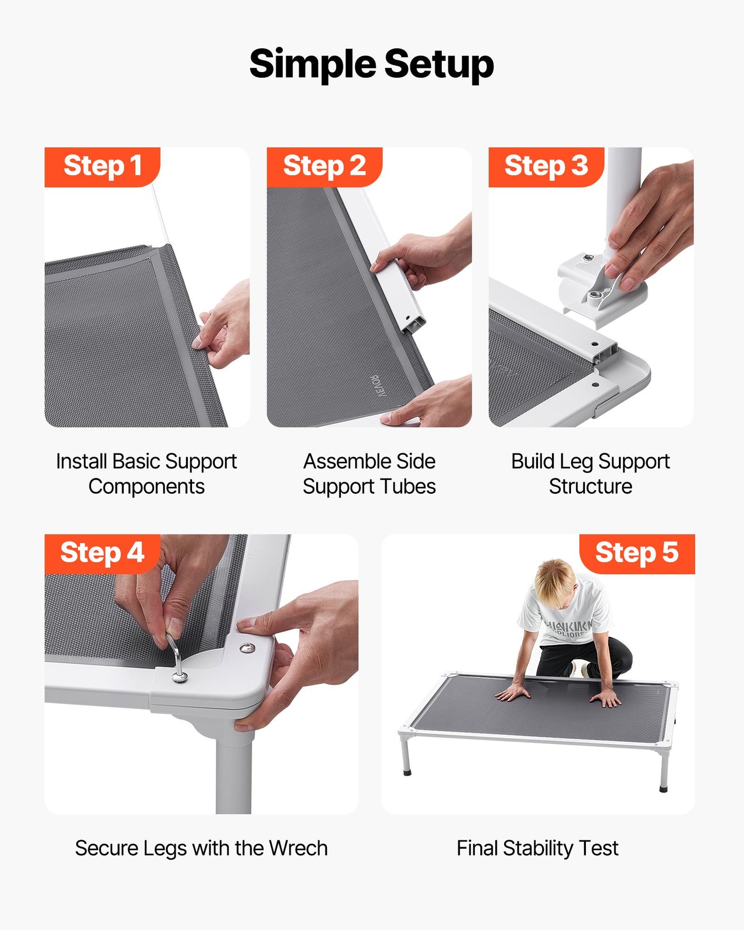 Portable elevated cooling dog bed for indoor and outdoor use