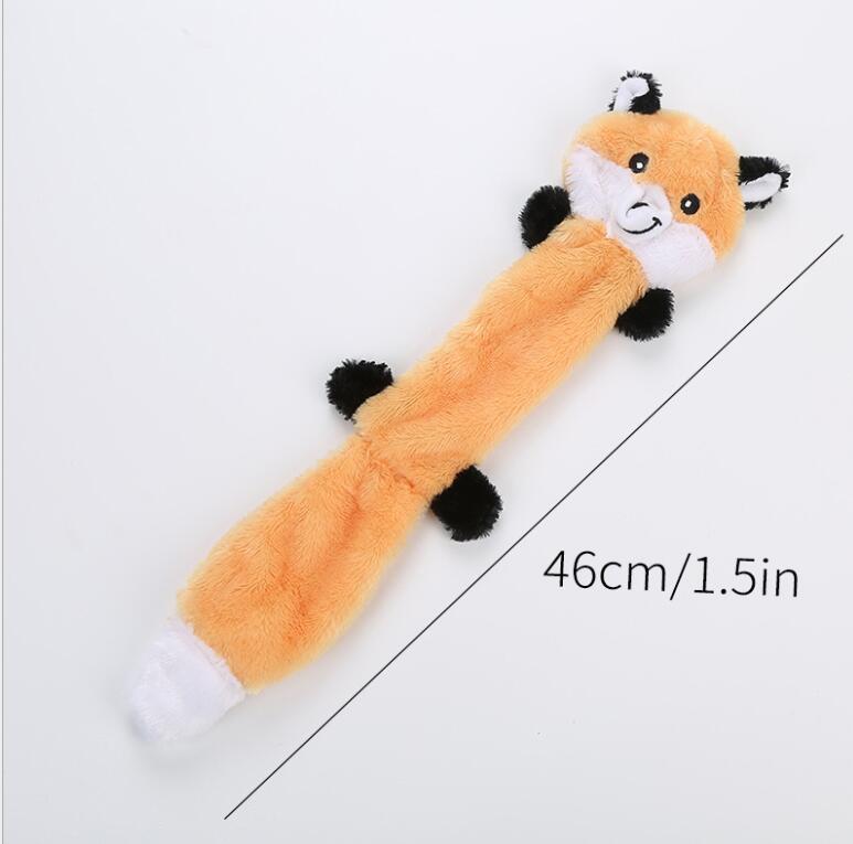 Yellow squirrel flat plush dog toy