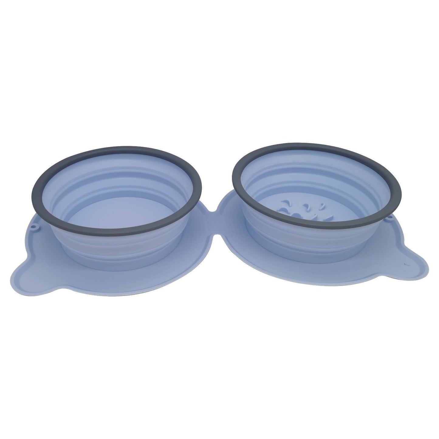 Sky blue portable double dog travel bowl
