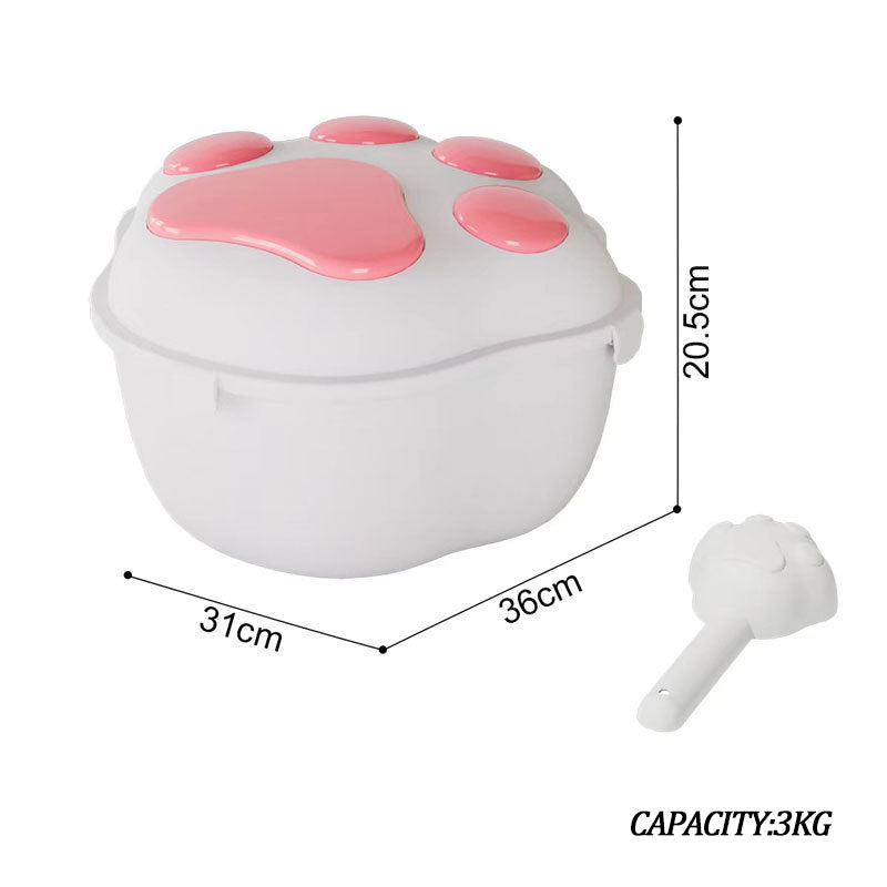 Pink pet food storage bucket with sealing lid