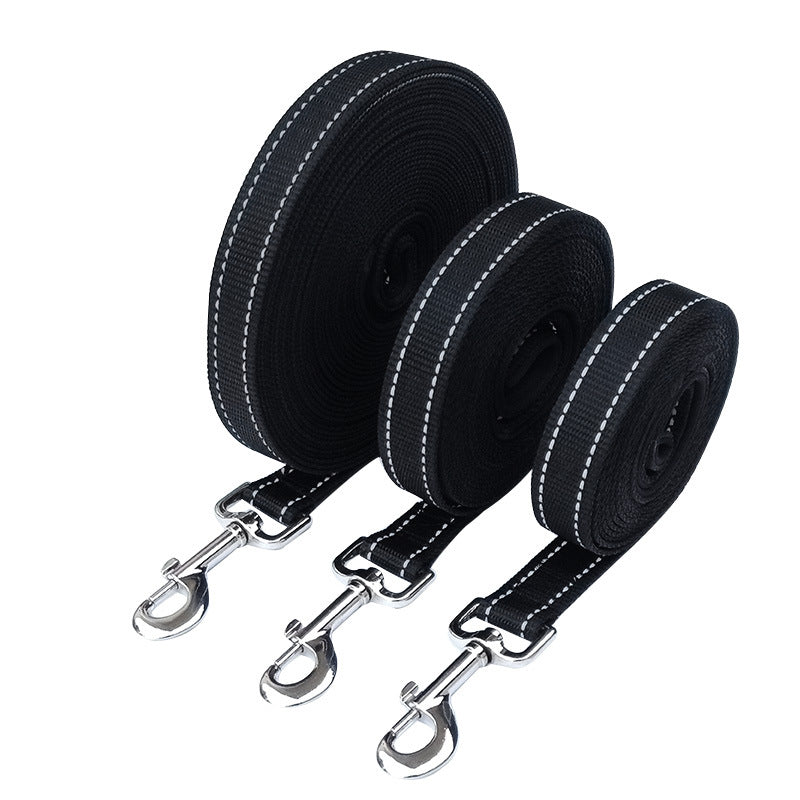 Reflective long line dog training lead with padded handle
