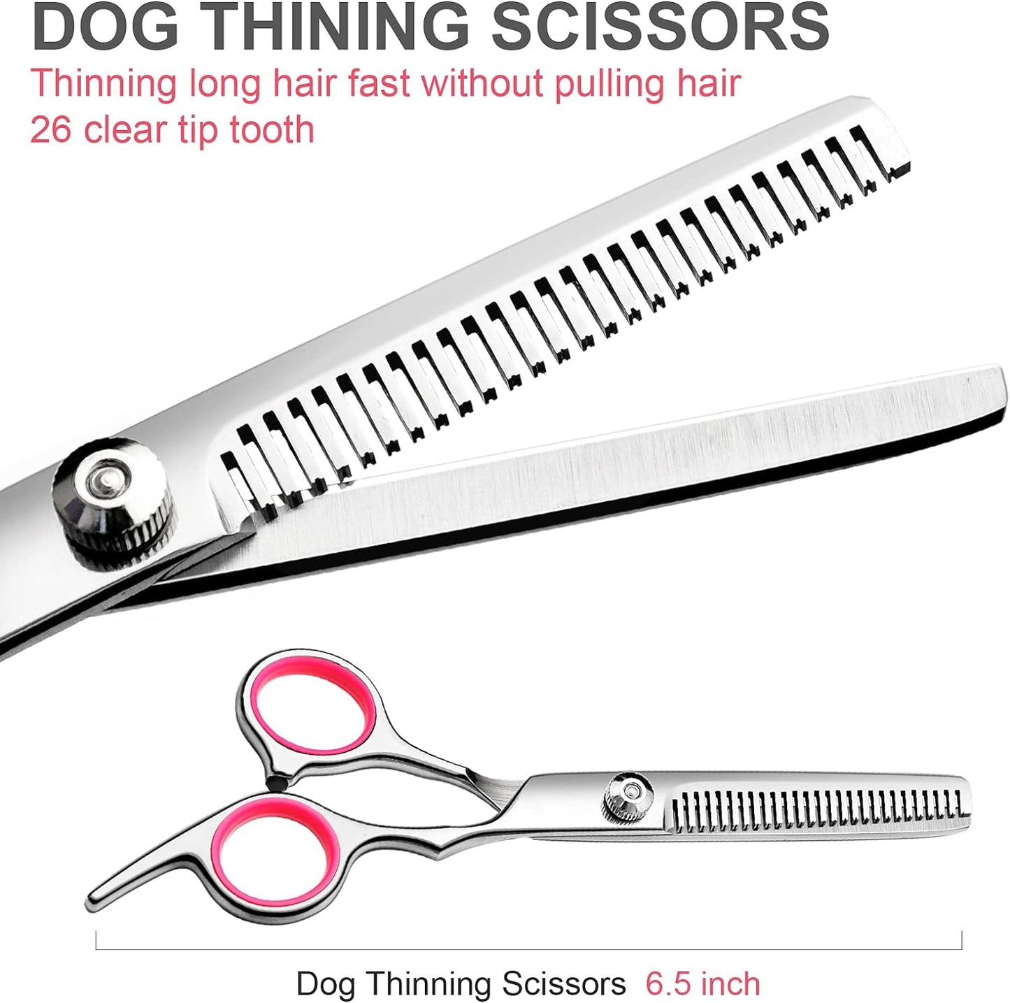 Curved grooming scissors following a dog's body shape
