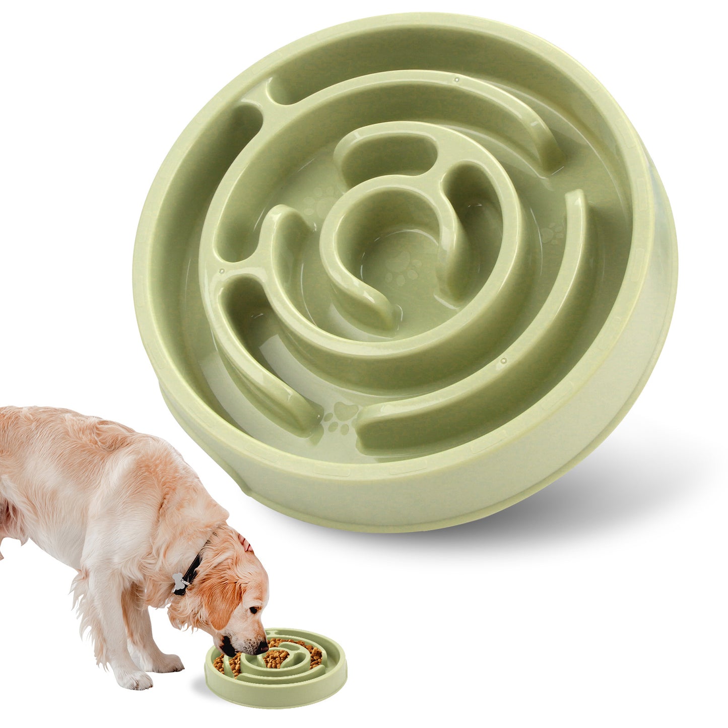 Green non-slip slow feeder dog bowl