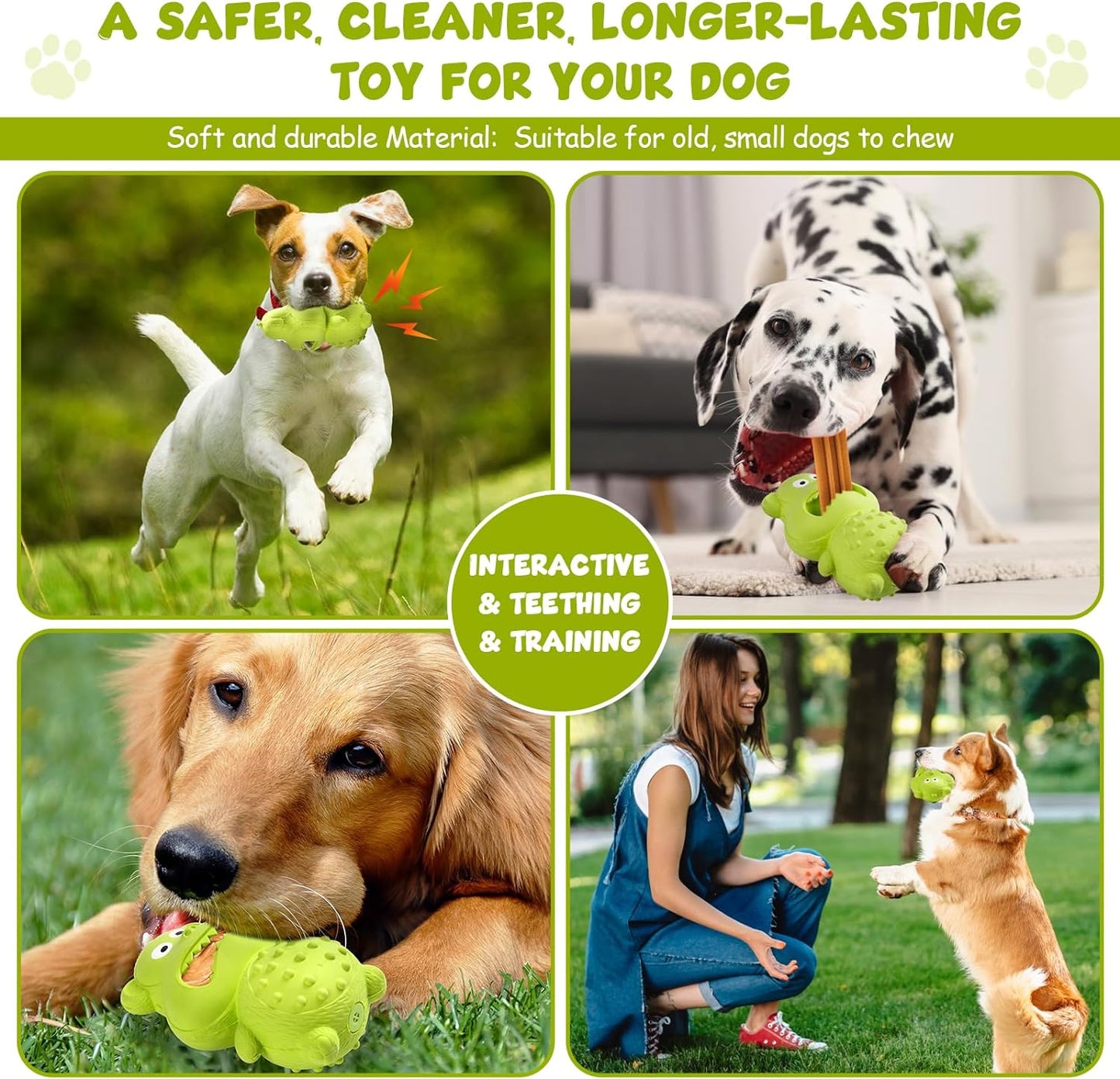 Tough dog fetch toy with unpredictable bounce