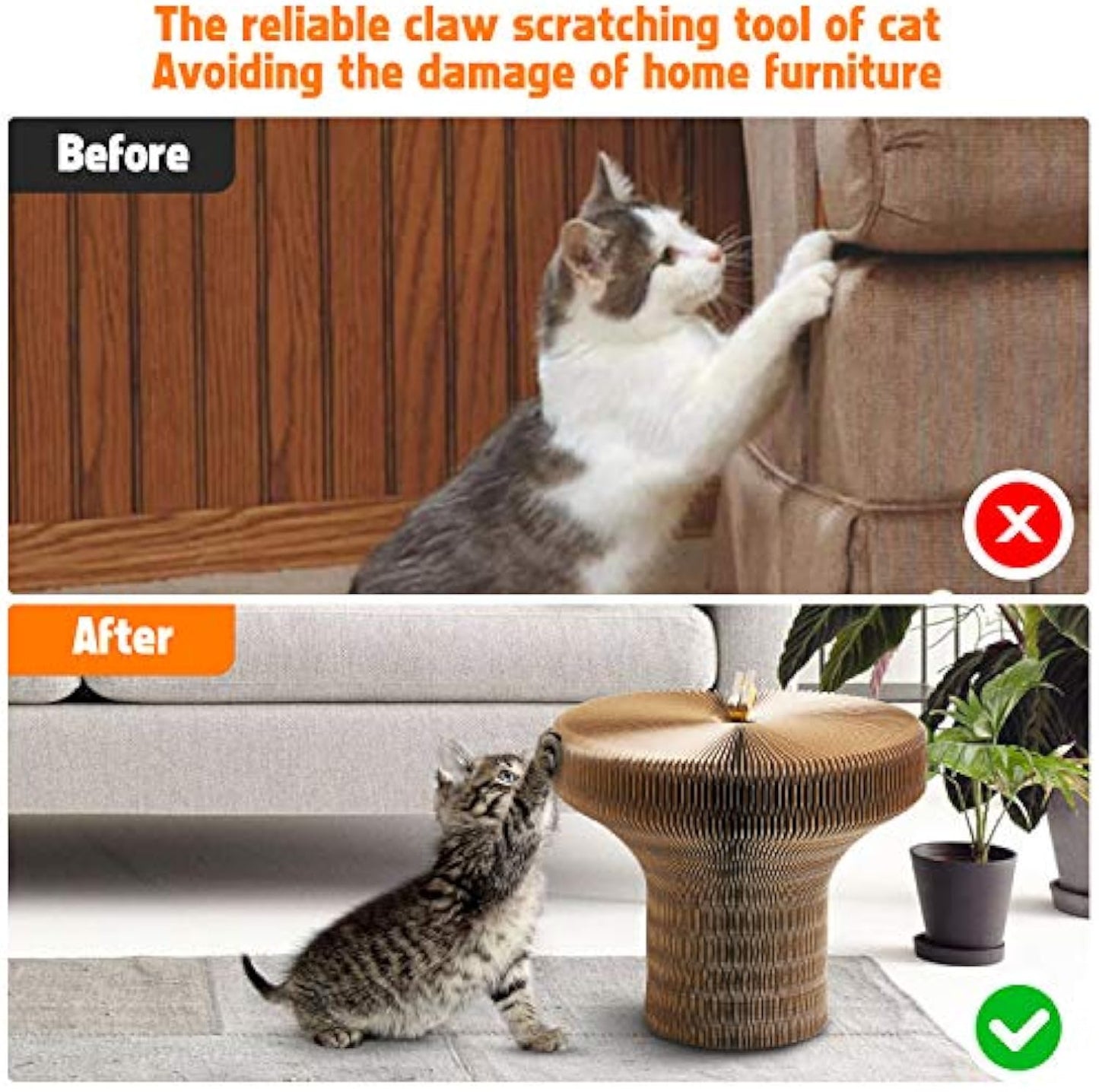 Collapsible Corrugated Cardboard Cat Scratcher Lounge