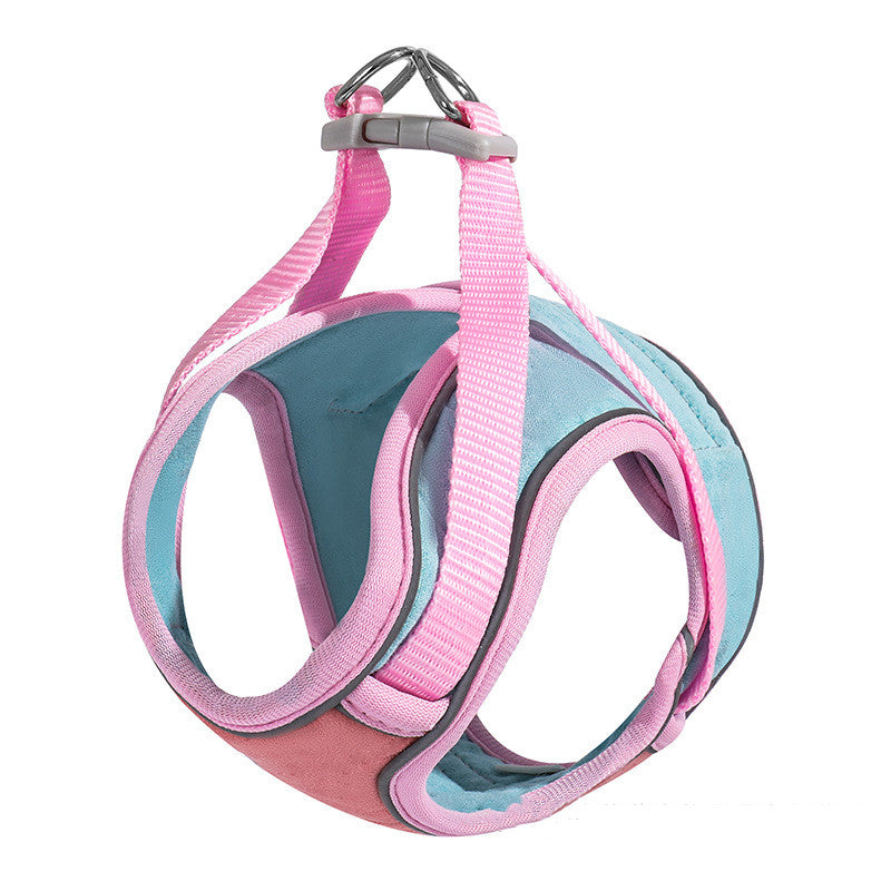 Pink Anti-Escape Reflective Cat Harness flat lay