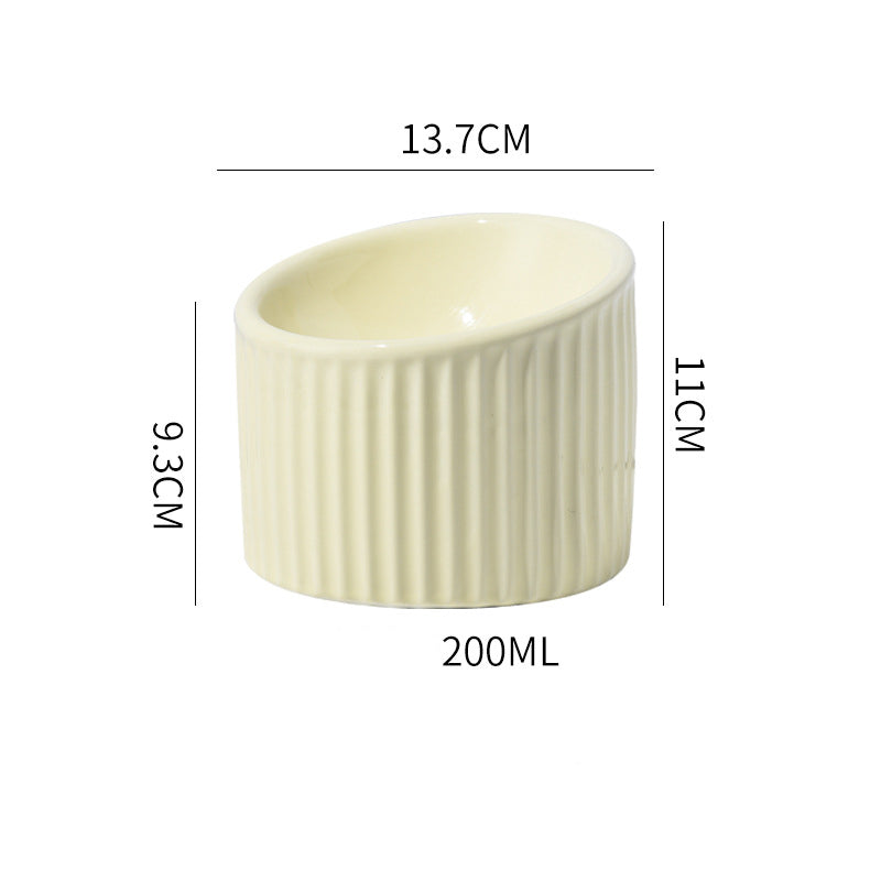 Yellow elevated ceramic pet bowl