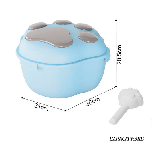 Blue airtight dog food storage container