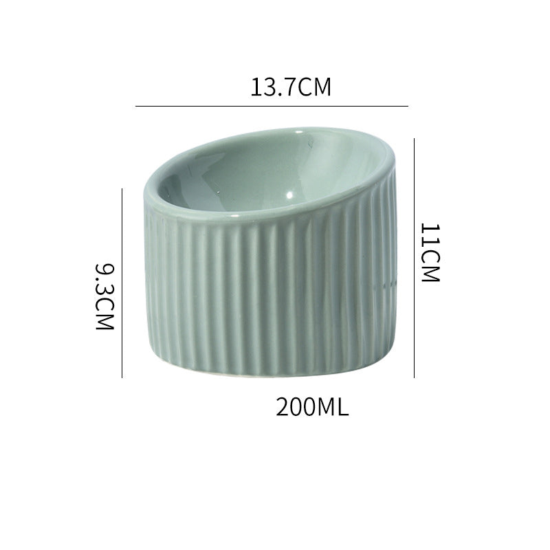 Light green whisker-friendly ceramic pet feeder