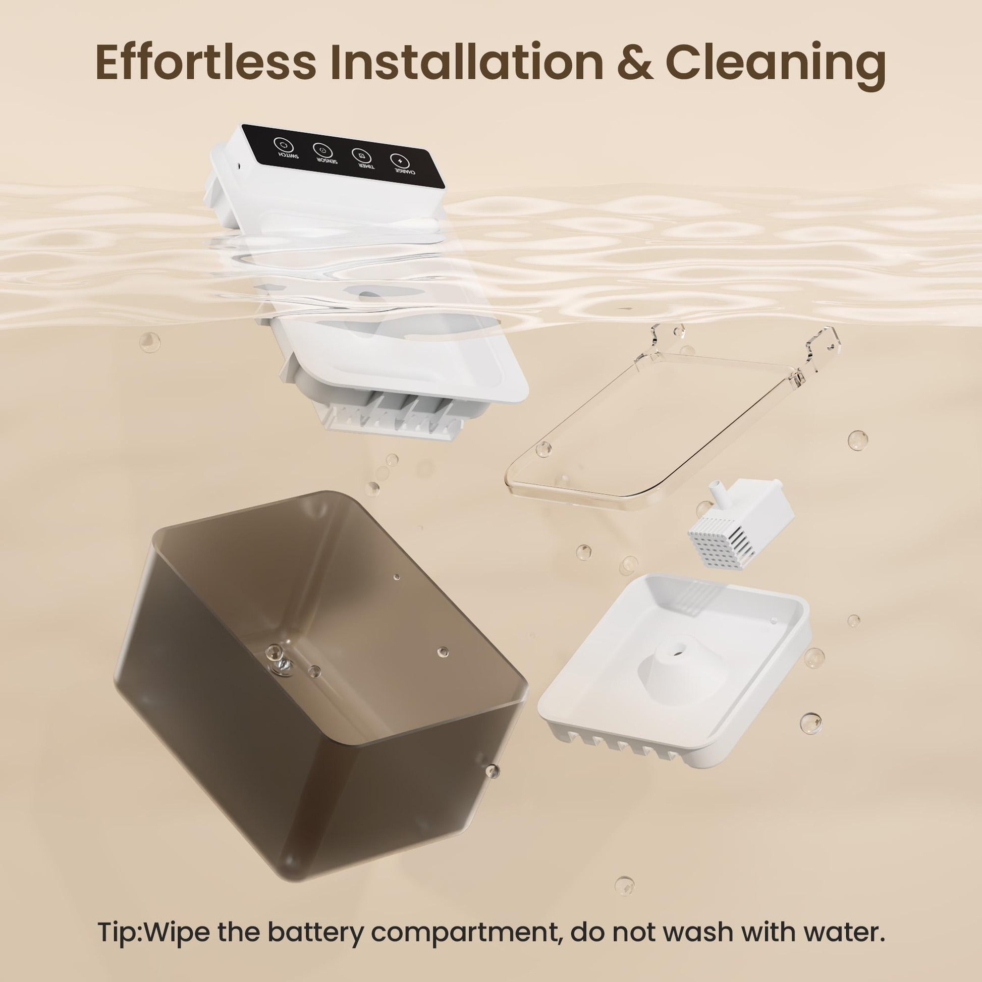Pet water fountain USB-C rechargeable base