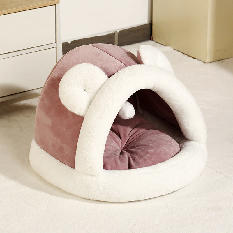 Pink enclosed cat tent hideaway bed