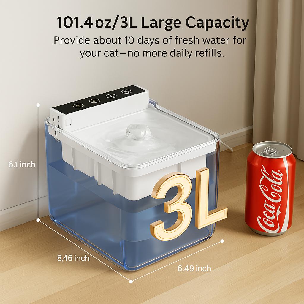 Cordless cat water fountain with radar auto-sensing flow