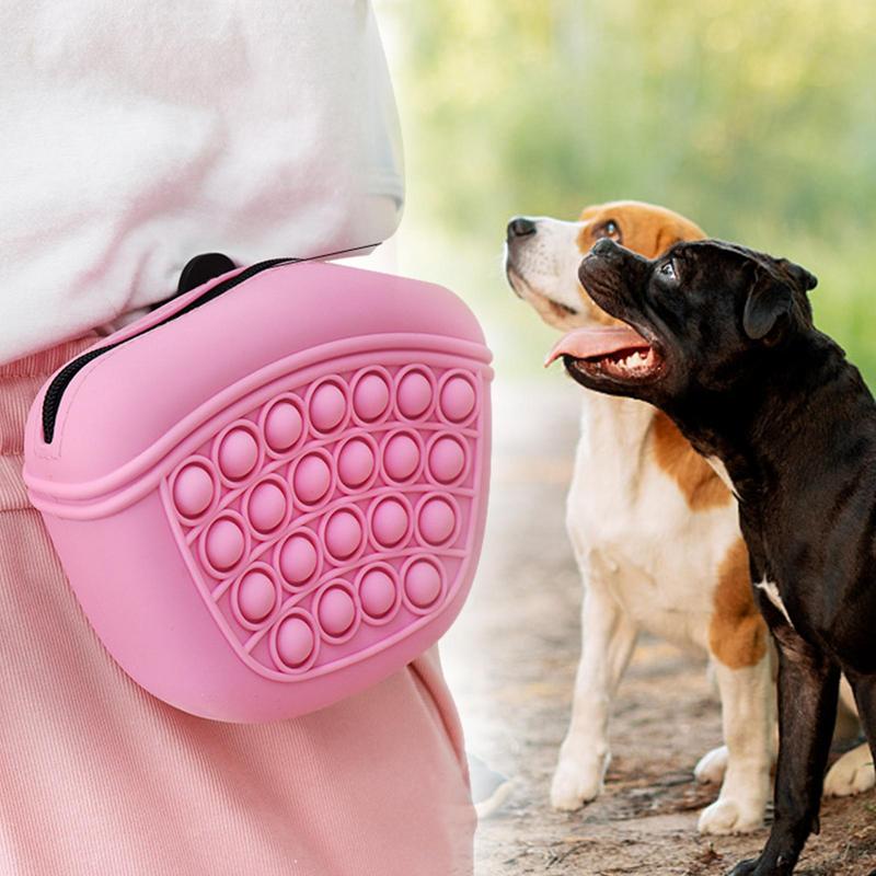 Silicone dog treat pouch with magnetic close and belt clip