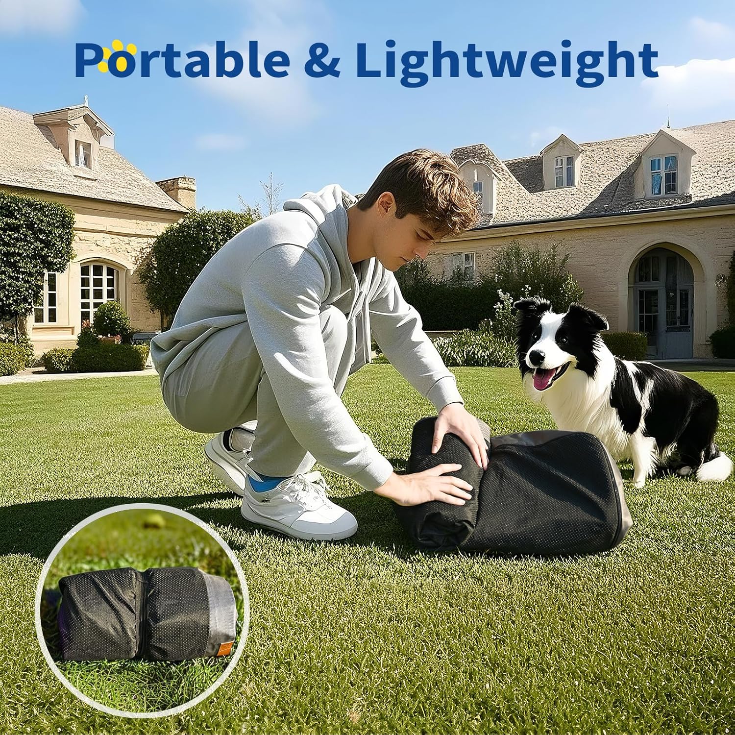 Inflatable travel bed packed into travel bag