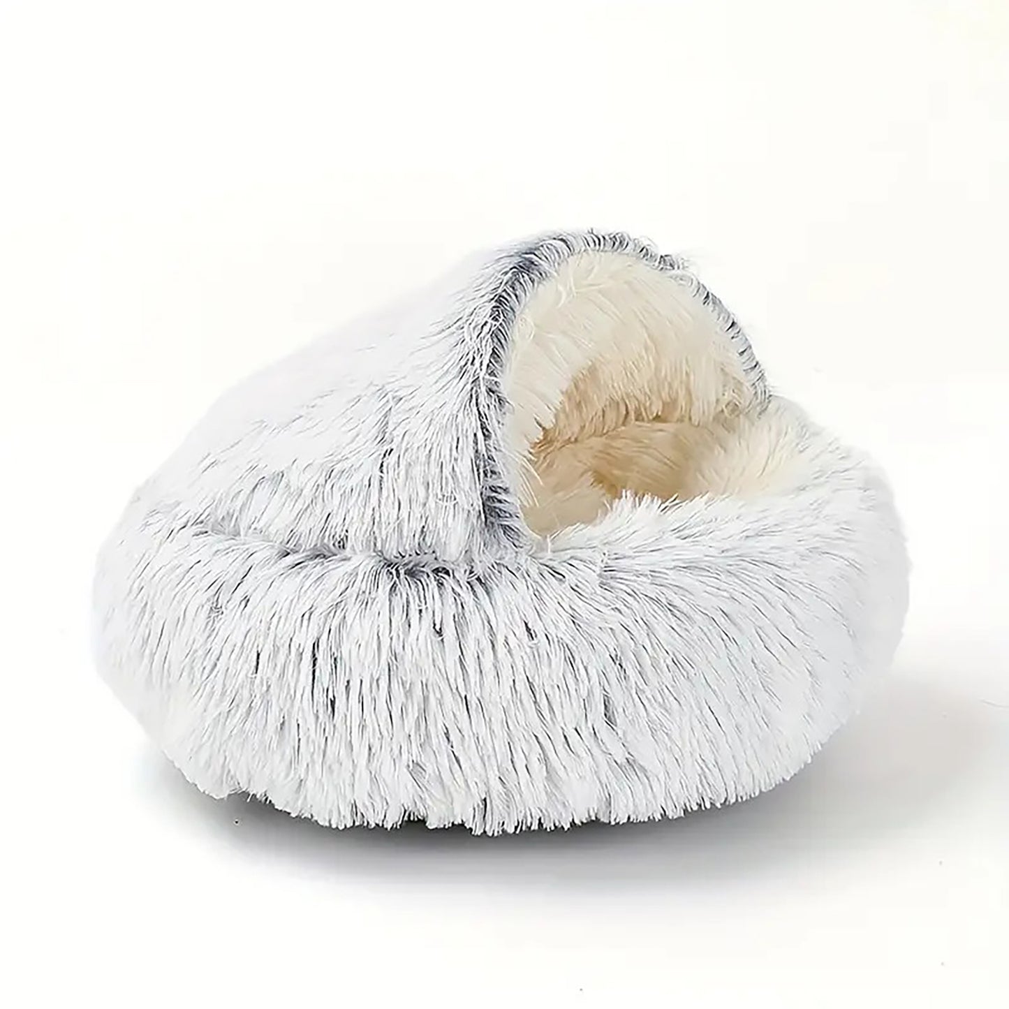 Luxurious Plush Donut Cave Bed for Cats & Small Dogs