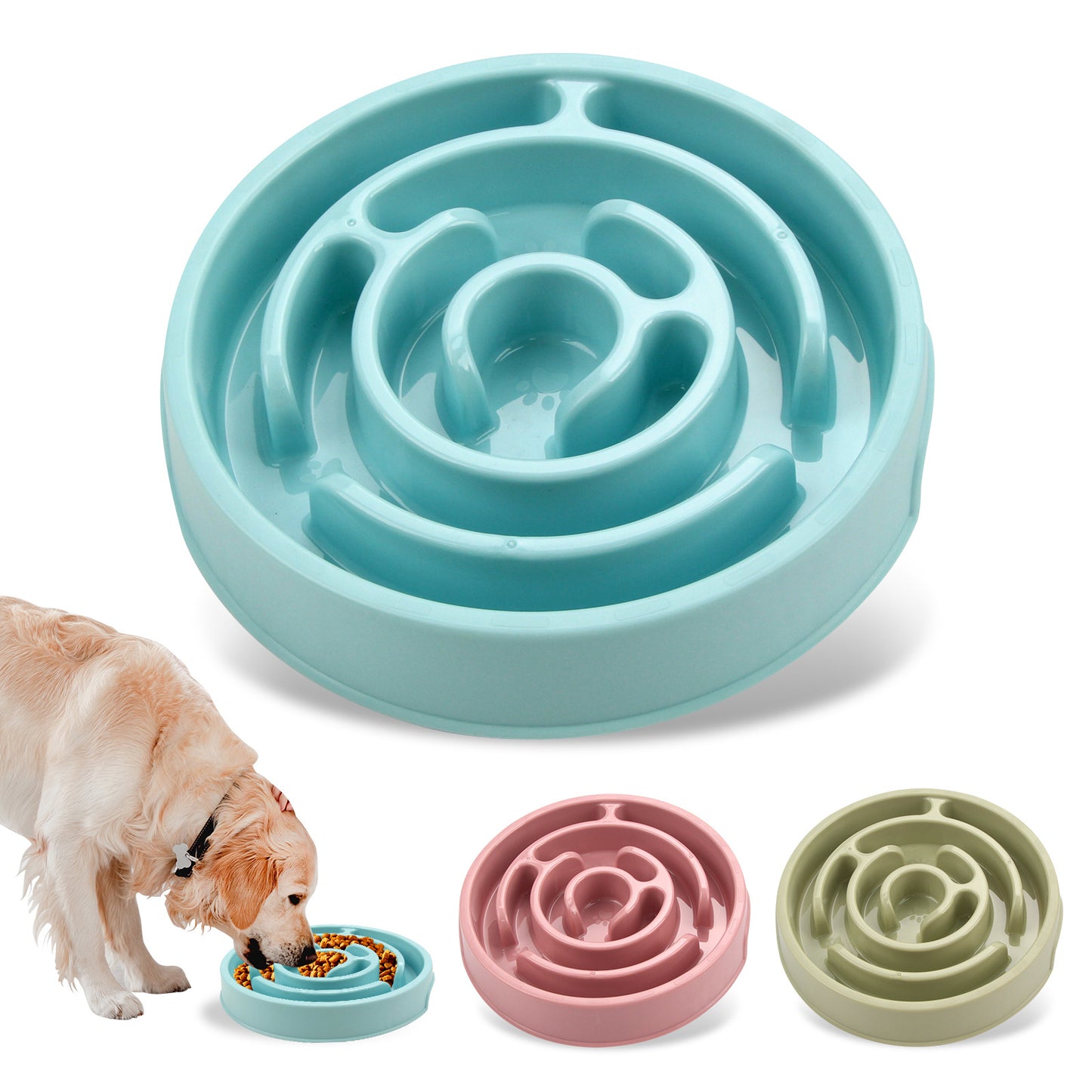 Pawventure slow feeder dog bowl with raised maze design