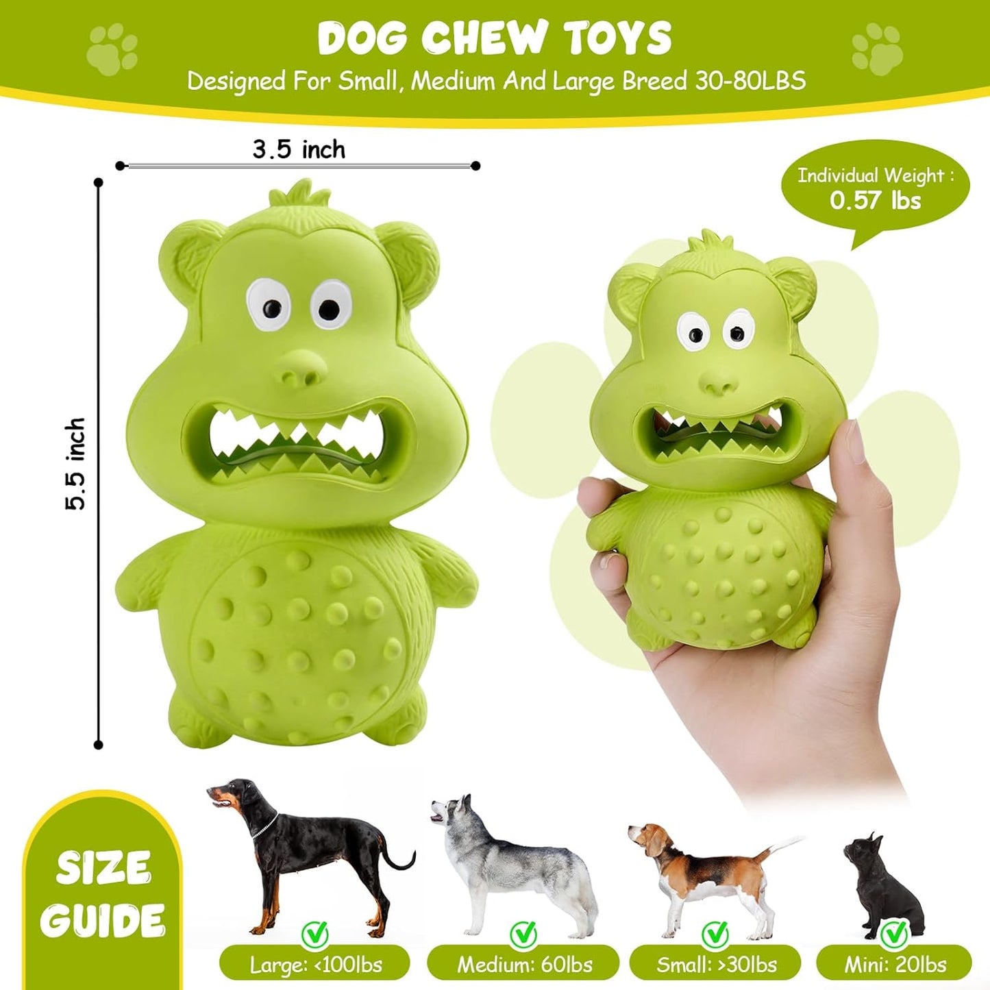 Durable rubber chew toy for aggressive chewers