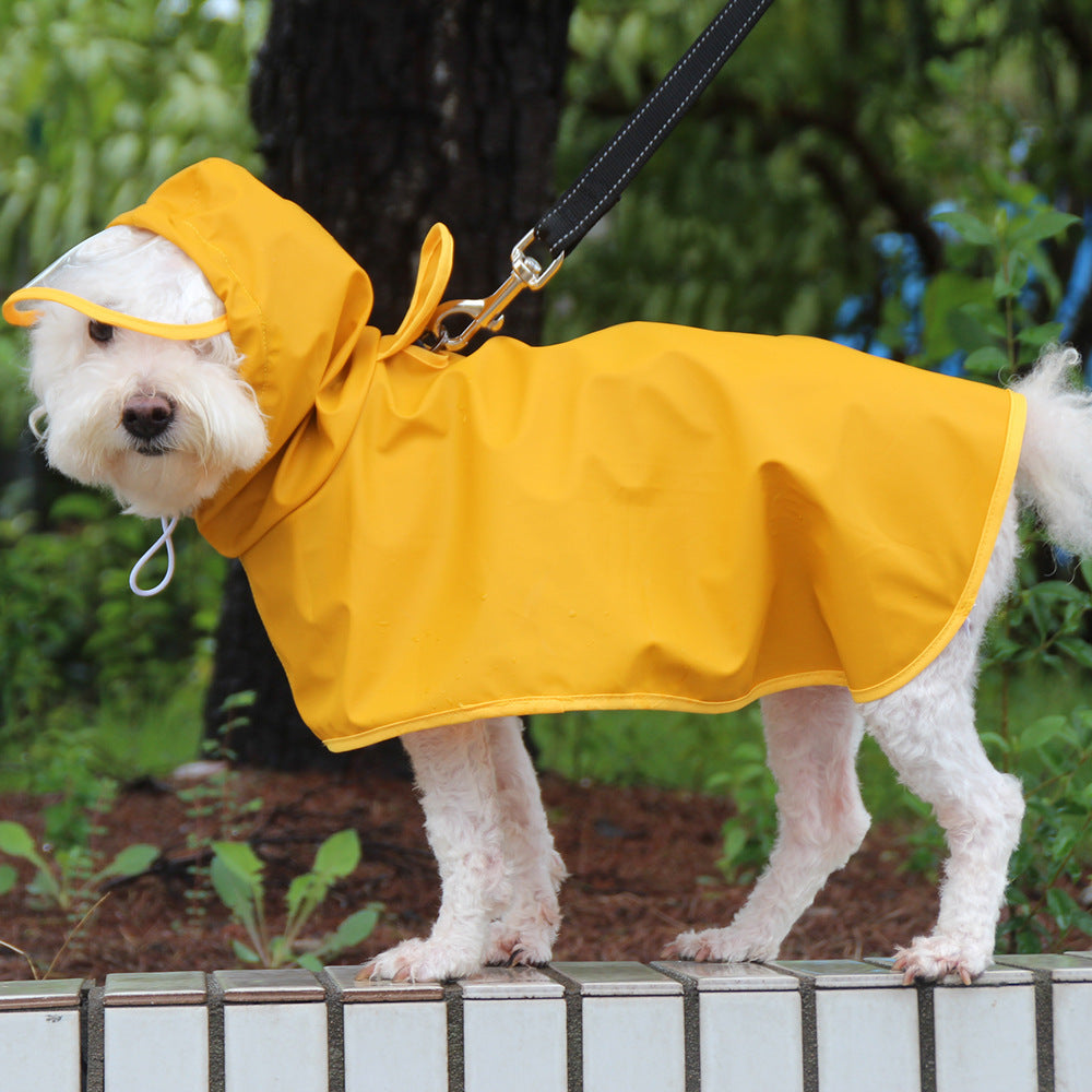 Dog waterproof hooded raincoat poncho with clear brim