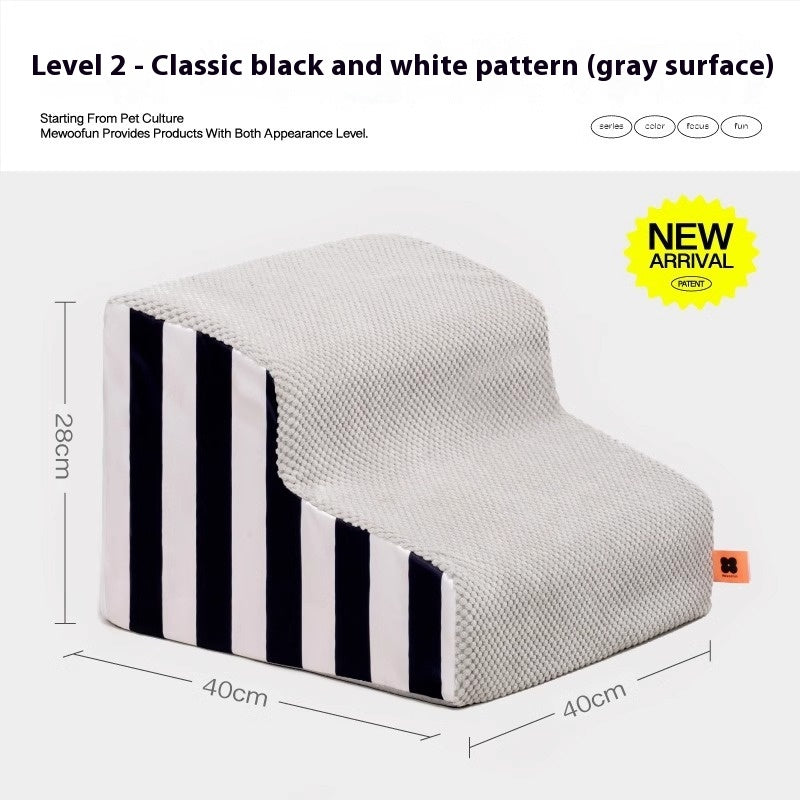 Grey stripe pet stairs with non-slip base