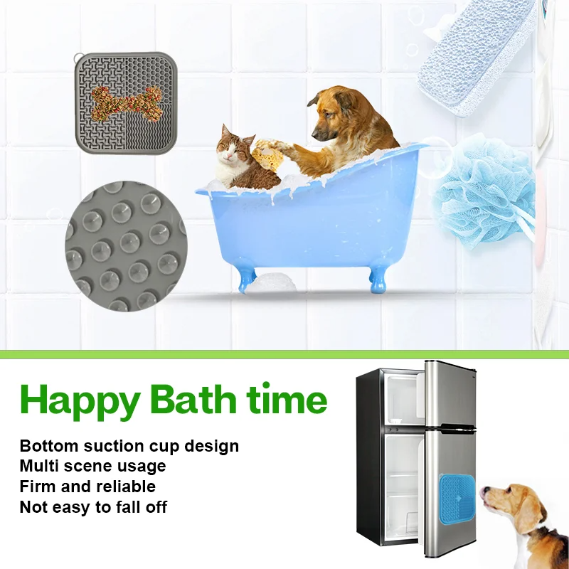 Food-grade silicone lick mat for calmer bath and grooming time