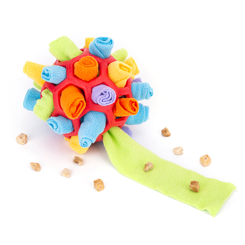Snuffle foraging ball hiding kibble for slow feeding