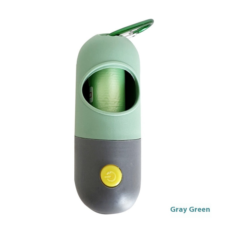 Green grey LED waste bag dispenser for dog walking