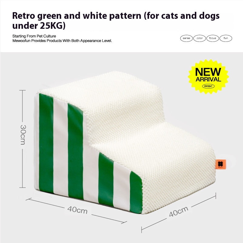 Sage and white plush pet staircase